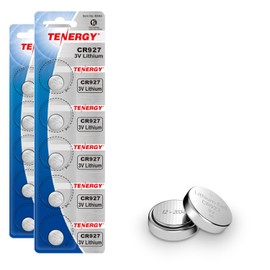 Tenergy CR927 3V Lithium Button Cell Battery, for Watches, Temperature Sensors, Smart Water Bottles, Remote Controllers, 10 Count