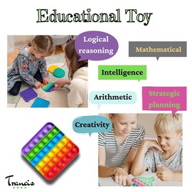 Trancis Pop It Fidget Toy Poppers Fidgets for Kids Toy; Poppets Stress Toy Set for Anxiety Relief; Poppet Fidget Sensory Toys for Autism ADHD Special Needs; Push Pop Poppit (Square)