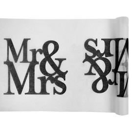 Santex Mr & Mrs Table Runner, Fabric, White, 500 x 30 x 4 cm, 5