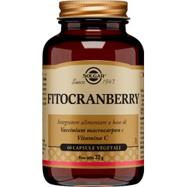 Solgar FITOCRANBERRY, 60 capsule vegetali – Cranberry 50:1 + Vitamina C – vie urinarie e drenaggio