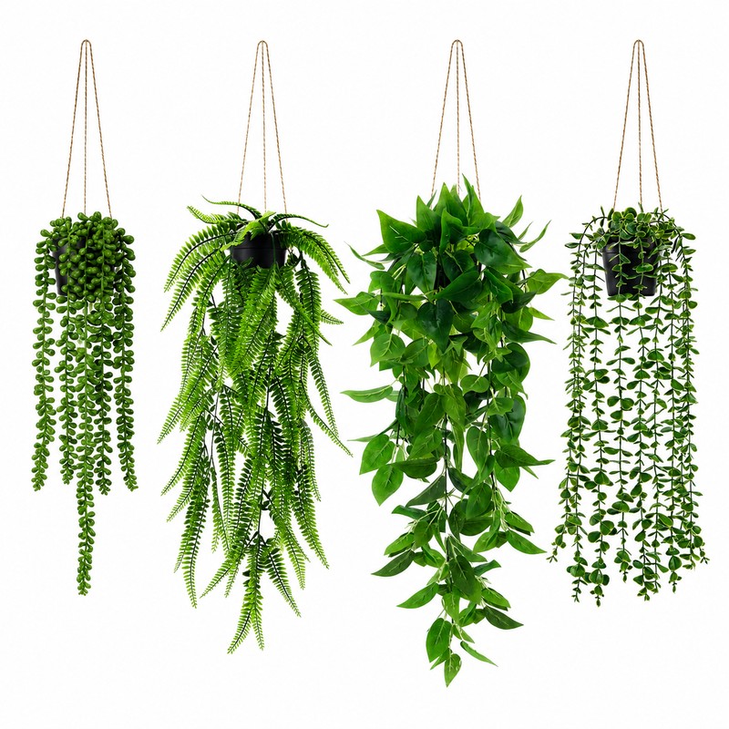 4 Pack Artificial Hanging Plants for Home Decor – Lush