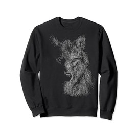wolf scribble head art Face sketch for lover wolves wildlife Sweatshirt