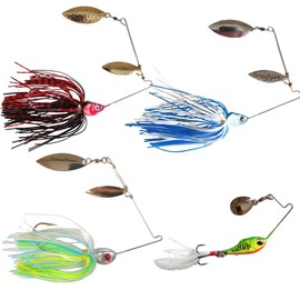 TACTICAL FISHING 4 Piezas - Kit con 4 Hawaianas Señuelos De Pesca Spinnerbait Varios tamaños, Doble cucharilla giratoria
