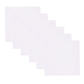 Qtuie Men's Fabric Handkerchiefs, Cotton Handkerchiefs, White, 40 x 40 cm, Handkerchief, White for Men and Women, Pack of 6