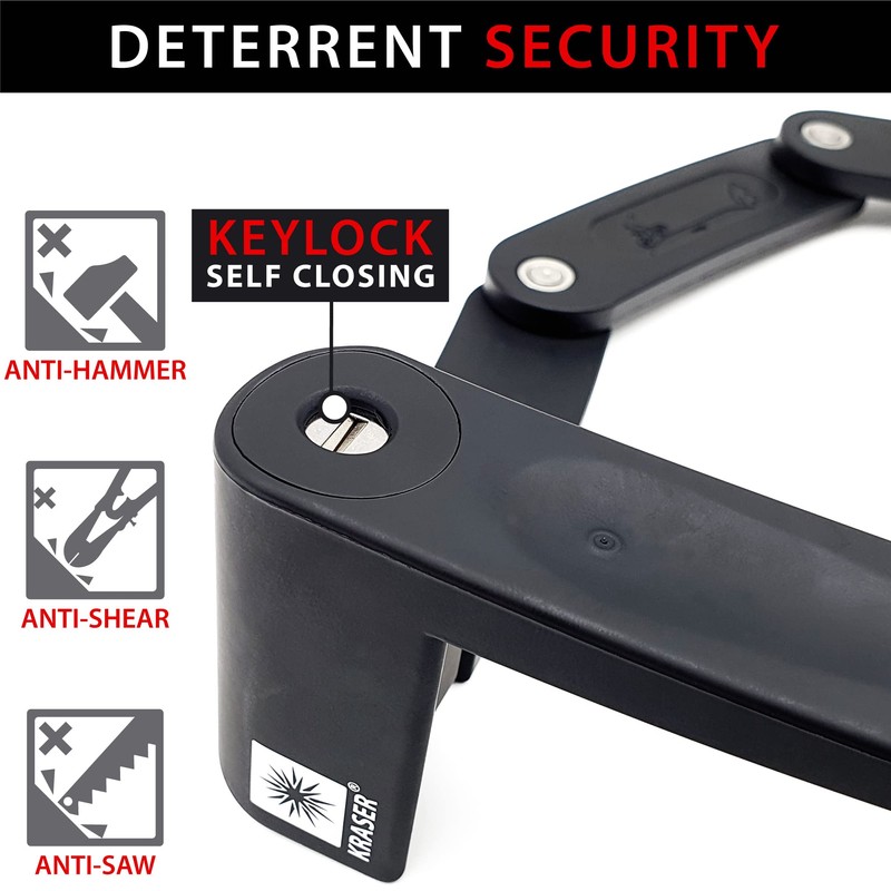 KRASER KR7022B Bicycle Lock with Universal Folding Alloy Steel Padlock