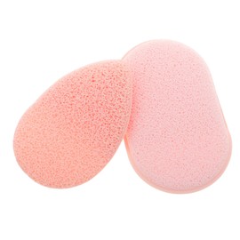 WOONEKY 2pcs Face Wash Sponges Reusable Exfoliating Pads for Makeup Removal Glove Style Facial Scrubber for All Skin Types Oval Pink