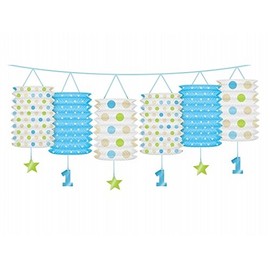 First Birthday Lantern Garland in Blue or Pink - Birthday Decoration (Blue)