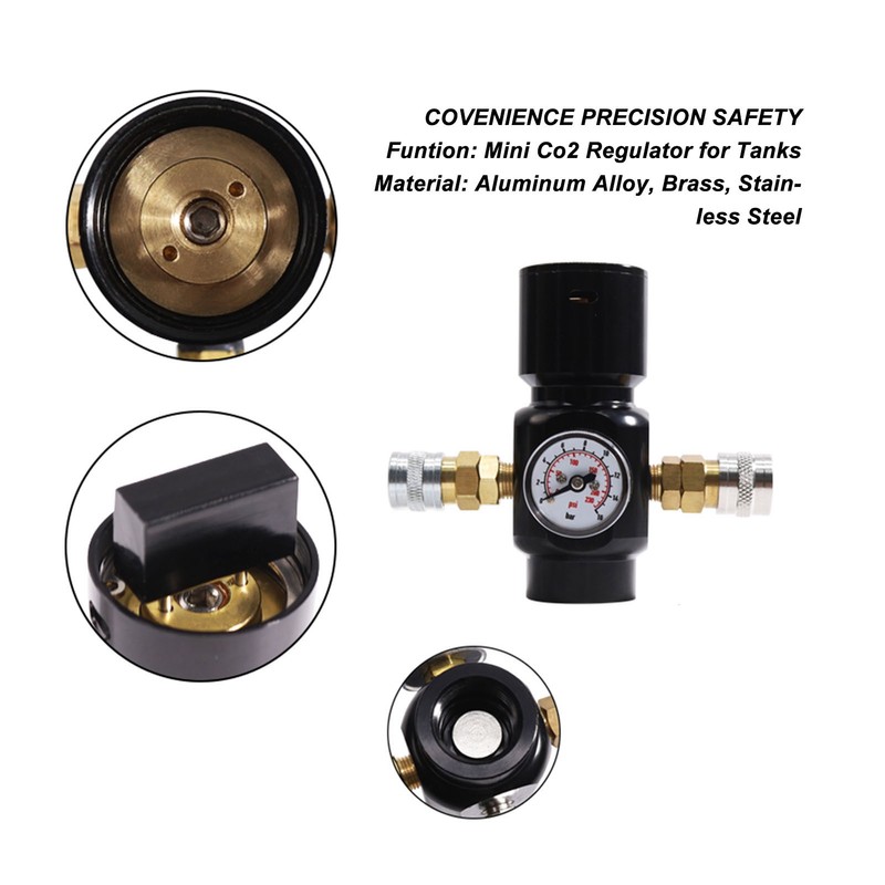 CO2 Mini Regulator Aluminum Alloy Brass Stainless Steel 8mm Dual