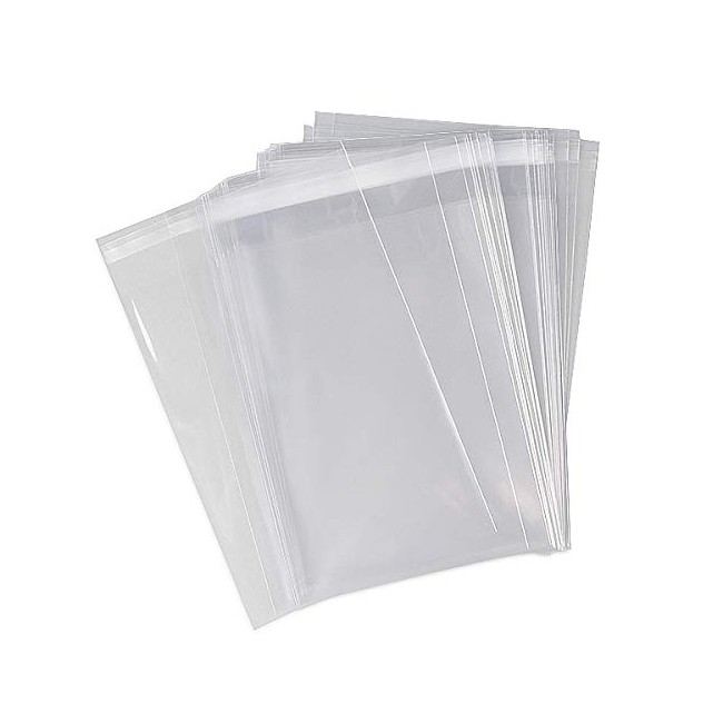 IGC Crystal Clear 11.25" x 14.125" Cello/Cellophane Bags - Resealable Lip N Tape - 100 Bags
