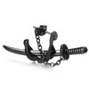 Stainless Steel Black Chain Sword Scabbard Stud Earrings for Man,