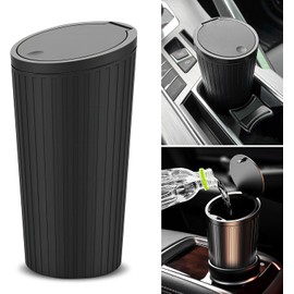 JOYSKY Car Trash Can Mini Trash Can Foldable Car Trash Bin with 100 Pieces Trash Bags Small Storage Box with Lid 85 x 65 x 160 mm