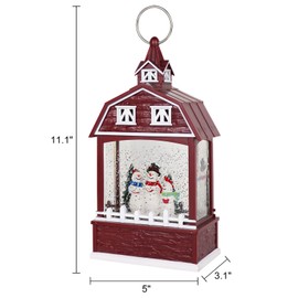 Lasumora Musical Snow Globe Lantern with 6H Timer, Lighted USB/Battery Operated Swirling Singing Water Glittering Lantern, Snowman Snow Globes Lantern for Christmas Home Decoration and Gift