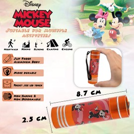 2Pk - Orange and Sky Blue 9 LED Aluminium Torches, Minnie Mouse and Finding Dory Pocket Torches, 8.7cm Flashlight for Camping, Perfect for Kids Girls 3+Y