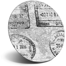 Destination Vinyl ltd Magnet for Refrigerator, Fridge BW - World Map with Travel Stamps for Office, Cabinet and Whiteboard, Magnetic Stickers, 39450
