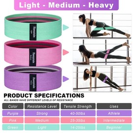 Resistance Bands for Working Out, 3 Levels Exercise Bands Workout Bands Set for Women Men, Hip Legs Booty Bands for Home Fitness, Gym, Yoga, Pilates