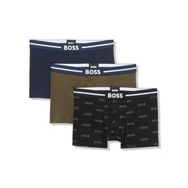 BOSS Men's 3-Pack Multi Design Bold Logo Trunks, Bold Logo Black/Olive/Captain Navy, XX-Large