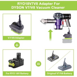 TEPULAS Upgraded 2-in-1 Battery Adapter for Ryobi for Dyson V7+V8, RYO18V7V8 Adapter for Ryobi 18V Battery Convert to for Dyson V7 V8 Animal Absolute Stick Handheld Vacuum Cleaners (No Battery)