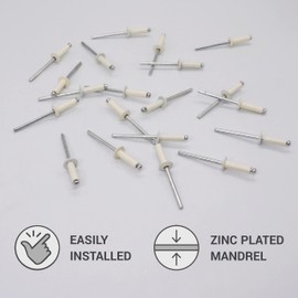 (Pack of 400 pcs) Painted Blind Rivets 4.0 x 14 mm, Dome Head, DIN 7337, Aluminum Rivet and Steel Mandrel, Pop Rivets (400, Pure White RAL 9010)