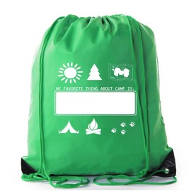 Mato & Hash Camping Drawstring backpack for Birthday parties and Summer Camp - 10PK Forest Green CA2500Camping S3