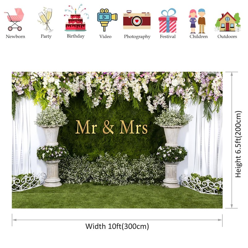 TYLCLTX Grass Wall Flowers Wedding Photo Backdrop Photography Background Wedding