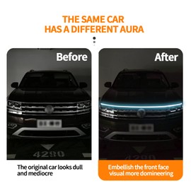 Miytsya Pack-1 Led Lights for Car, 70 Inches Flexible Waterproof Car Hood Strip Light, Car Hood LED Strip, Car Daytime Running Light Strips, Hood Light for Car, Truck (Blue)