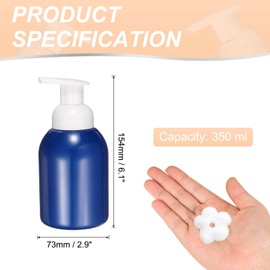 uxcell 2PCS Round Empty Foam Pump Bottle, 350ml Travel Foam Soap Dispenser Empty Refillable Plastic Pump Bottle for Lash Shampoo, Hand Soap, Facial Lotion(6", Clear Blue)