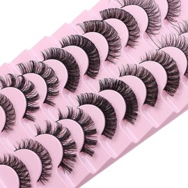Eyelashes Russian Strip Lashes Natural Fluffy Wispy D Curly Effect Hybrid Strip Lashes Look Like Extensions 10 Pairs (MIX-H5)