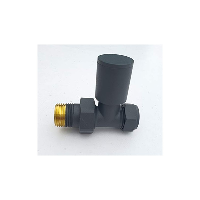 Manissa Anthracite Straight Towel Rail Valves 1/2" /15mm Radiator valves