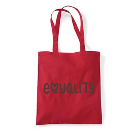 Equality (stand alone text - girl power set) tote shopping bag - Red