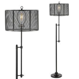 64.5" Modern Industrial Iron Height-Adjustable Led Floor Lamp Black Contemporary Transitional Bulbs Included
