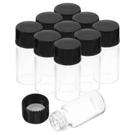 10 Pcs 10 mL Clear Glass Sample Vials, Borosilicate Glass Vial with Screwcap, PE Liner Sample Containers Lab Vial Liquid Sampling Glass Oil Bottle