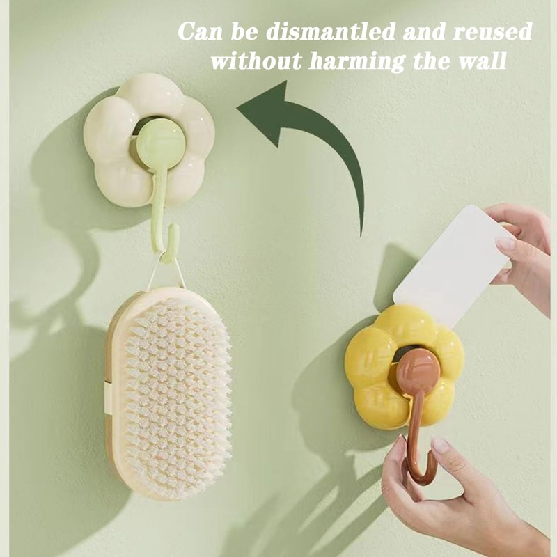 DRHYO 4Pack Flower Suction Hooks, Vacuum Suction Cup Hooks, Removable
