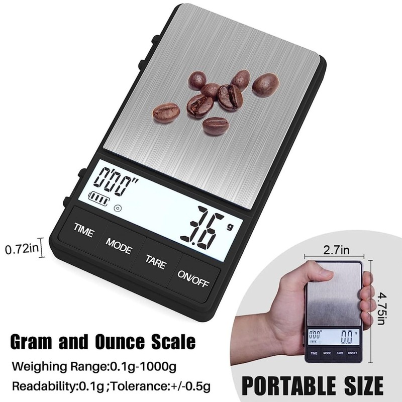 Disenkelubo Pocket Digital Scale, Electronic Balance, 0.004 oz (0.1 g-1000