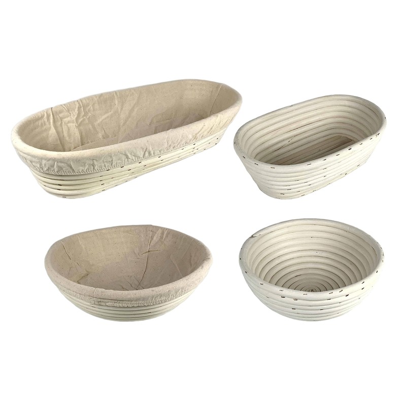 Tredoni Rattan 20cm Round Dough Rising Basket/Bowl +Cotton Cover, 0.5Kg