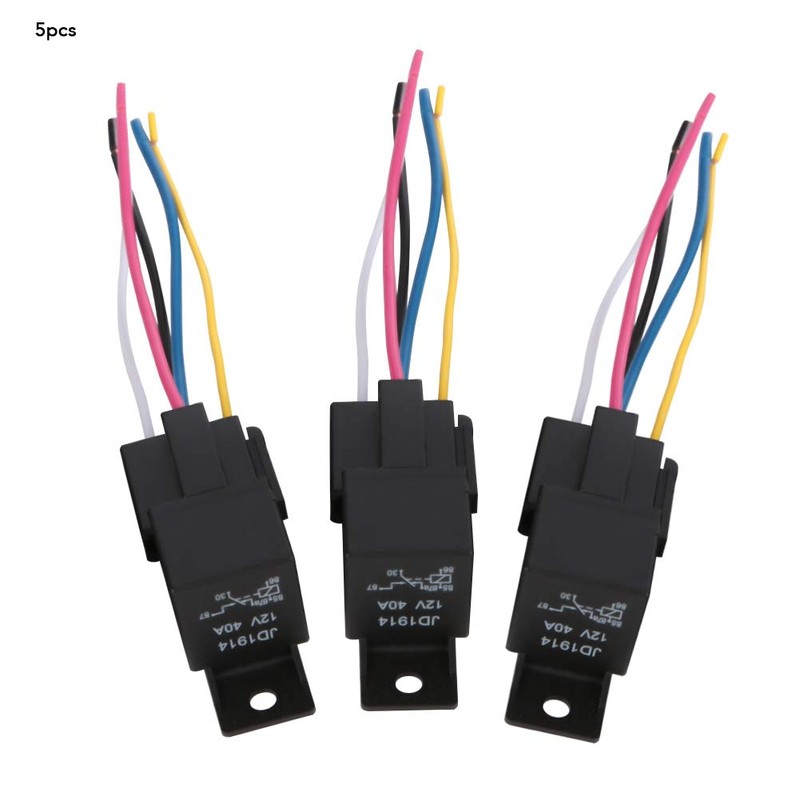 Waterproof Relay Wiring Harness, 5pcs 12V 30A/40A Car Relay, Car
