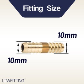 LTWFITTING Brass Barb Splicer Mender 10mm ID Hose Fitting Air Water Fuel Boat (Pack of 5)