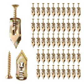 50 Pcs Plasterboard Fixings Screws and 50 Pcs Wall Plugs, Hammer-in Plug for Cavity Wall Fixing Plasterboard, Hollow Wall Expansion Anchors with Self Drilling Screws for Gypsum Board M4*30mm