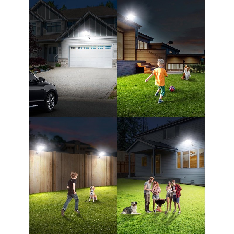 intelamp Solar Outdoor Lights with Dual Sensors,12500mAh 2000LM 240° Wide