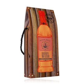 Accentra Duschgel/Badeschhaum f√ºr M√§nner RUM FLAVOR in Flasche inkl. Geschenkbox/Geschenktasche in Schnaps-Optik, 400ml Showergel, Duft: Rum - nachf√ºllbar, Orange