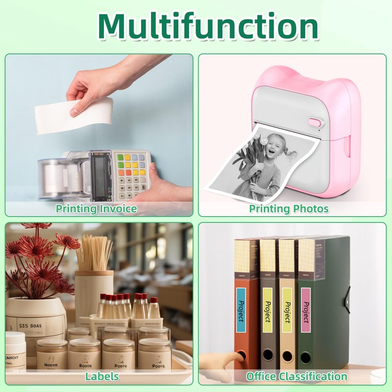 YSDMY Mini Printer Sticker Paper Roll 16 Rolls Thermal Paper