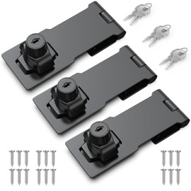 cerraduras con llave, 4 pulgadas, pestillo de bloqueo con llave, cerraduras de gabinete, cerraduras de gabinete con llaves, negro, paquete de 3