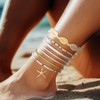 Handcess Boho Beaded Anklets Gold Shell Ankle Bracelet Starfish Anklet