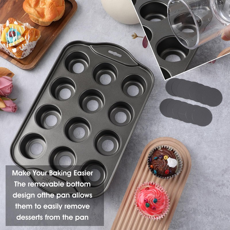 2 Pack Mini Cheesecake Pans Removable Bottom 12 Cavity Mini