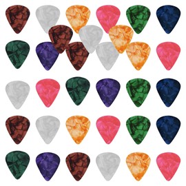AMANDELIZABE Set of 33 Guitar Picks 6 Different Gauges Celluloid 0.5mm 0.58mm 0.75mm 0.84mm 1.0mm 1.2mm for Bass Ukulele Electric Guitar