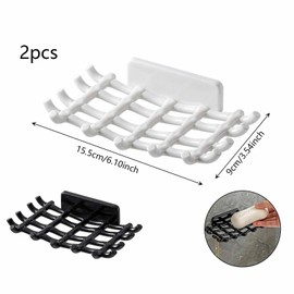 2 Pcs Soap Holder, Shower Dishes, Bathroom Wall Mounted Case Tray with Drainage, No-Drilling Plastic Holder for Shower Wall