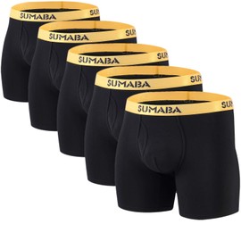 SUMABA Mens Athletic Underwear 5-Pack Boxer Briefs Long No Ride Up Underpants XL