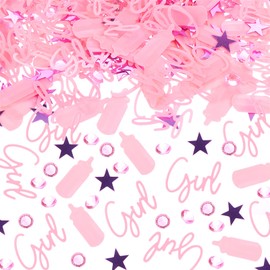 1000 Piece Baby Girl Shower Decorations - Pink Table Scatter Confetti, Sprinkles for Gender Reveal Party