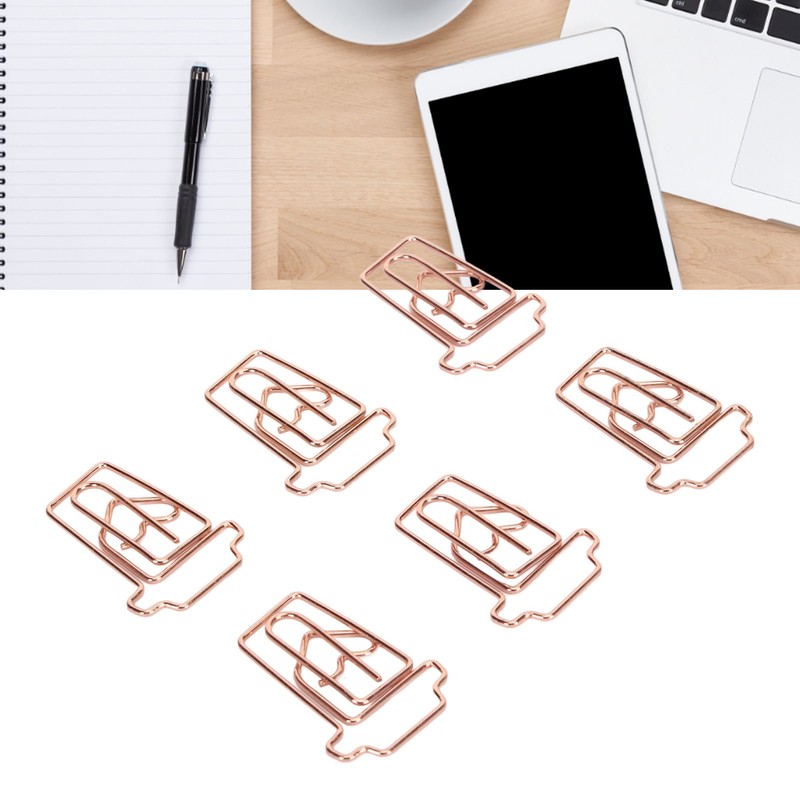 100pcs Paper Clips Innovative Cute Rose Coffee Cup Shape Reusable