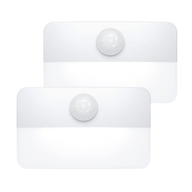 AMIR Mini Motion Sensor Light, Cordless Battery-Powered LED Night Light, Wall Light, Closet Lights, Safe Lights for Stairs, Hallway, Bathroom, Kitchen, Cabinet (Pack of 2 - White)