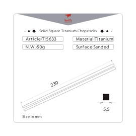 Keith Titanium Ti5633 Solid Square Handle Chopsticks with Aluminum Case (Grey) ●●●●●●● Keith's 18th Anniversary: Exclusive Price!